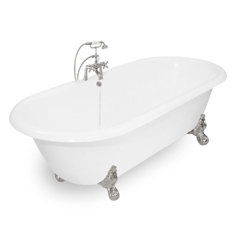 American Bath Factory 67" Winston in White with Satin Nickel Finish and F900A Deck Mount
