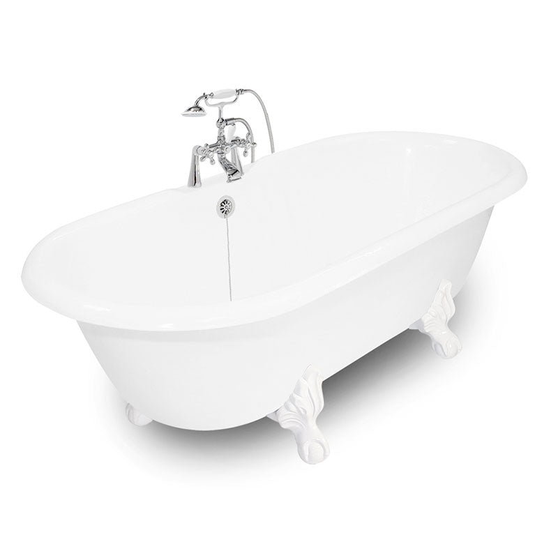 American Bath Factory 67" Winston in White with White Finish and F900A Deck Mount
