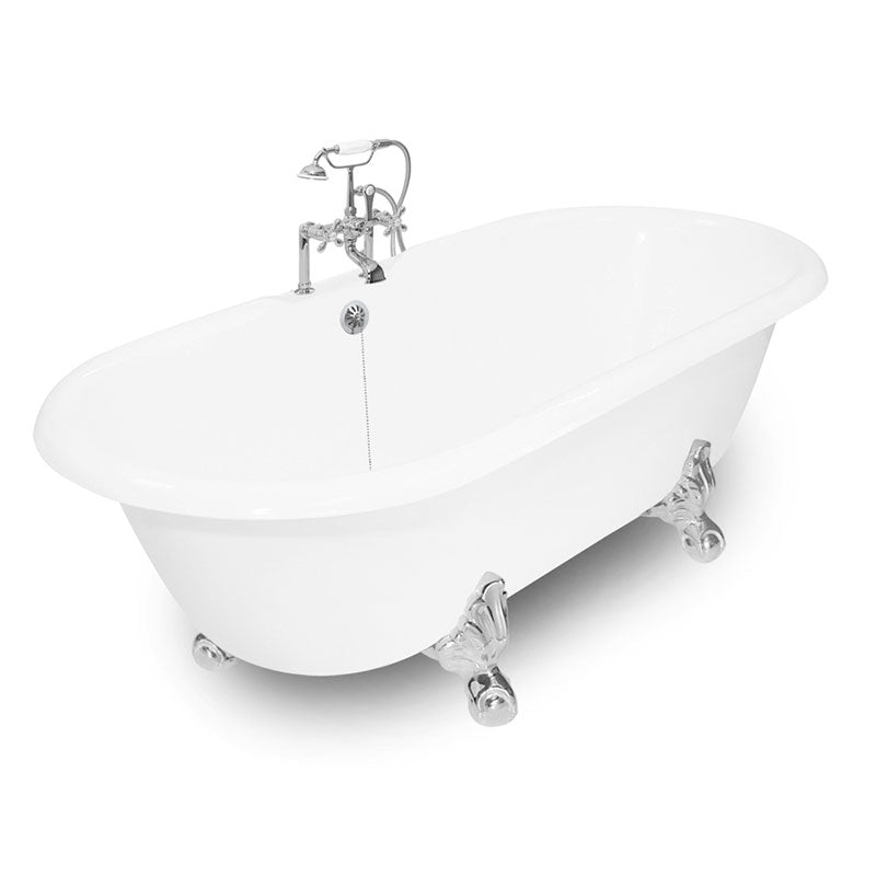 American Bath Factory 67" Winston in White with Chrome Finish and F100A Deck Mount