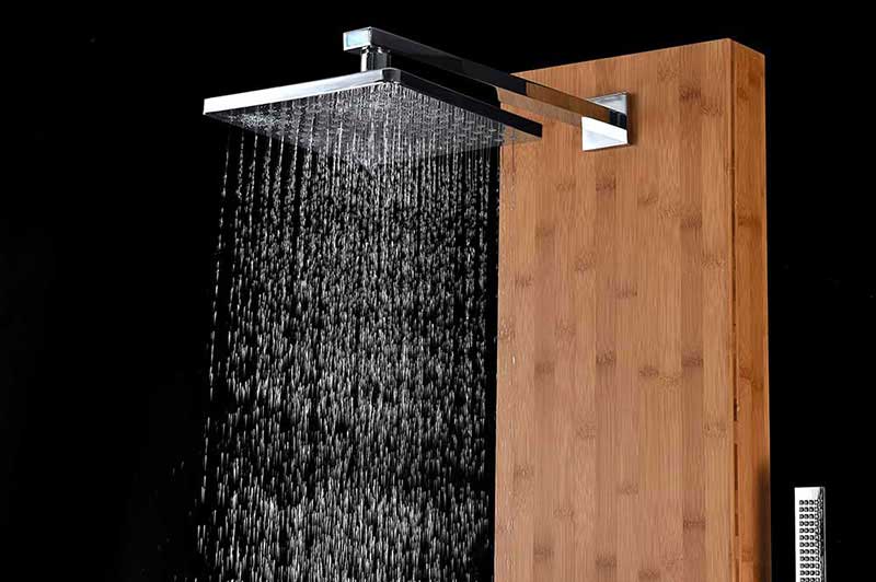 Anzzi CRANE Series 60 in. Full Body Shower Panel System with Heavy Rain Shower and Spray Wand in Natural Bamboo 8