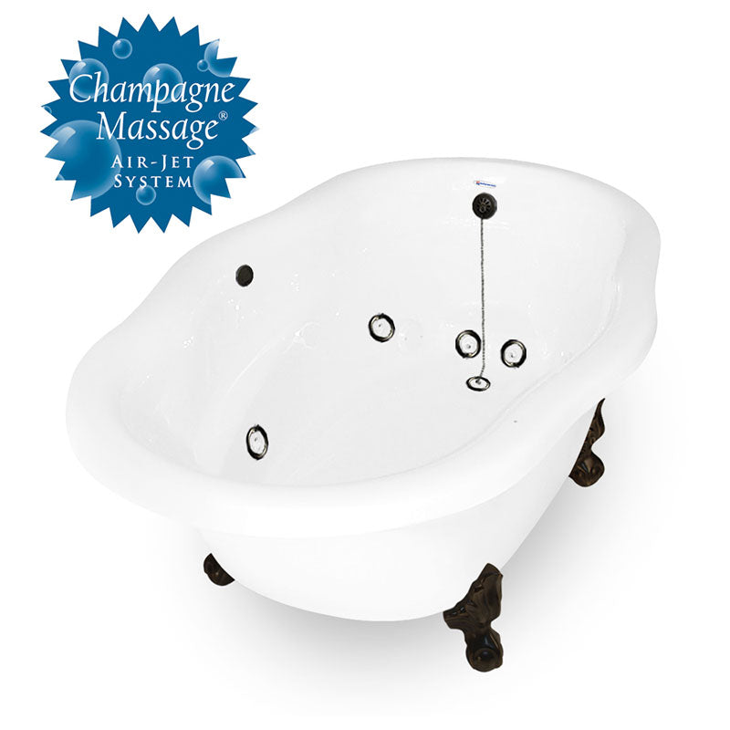 American Bath Factory Whirlpool Caspian 72" White AcraStone Tub & Drain , 7" Faucet Holes