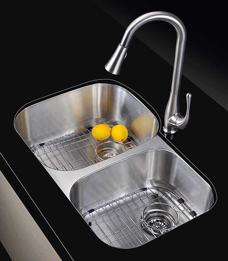 Anzzi MOORE Series 32 in. Under Mount 60/40 Dual Basin Stainless Steel Kitchen Sink 2