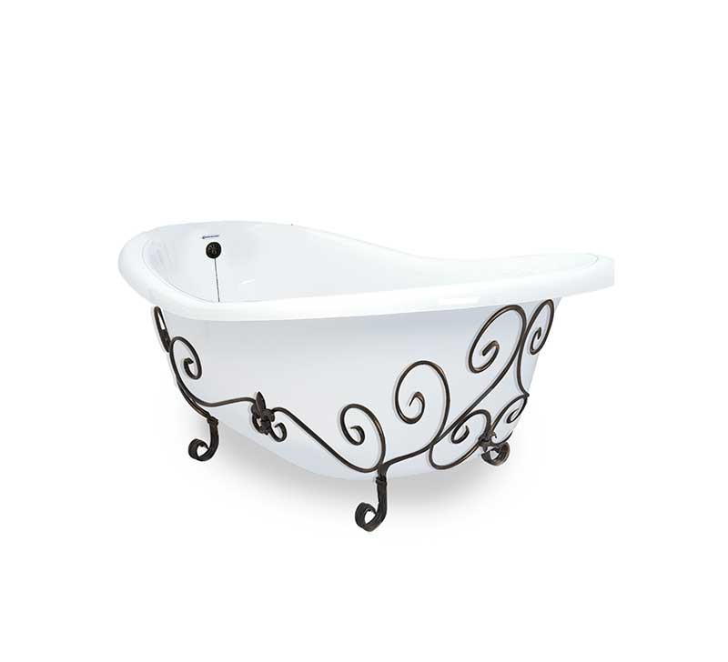 American Bath Factory Marilyn Nuevo 67" White AcraStone Tub & Drain, No Faucet Holes