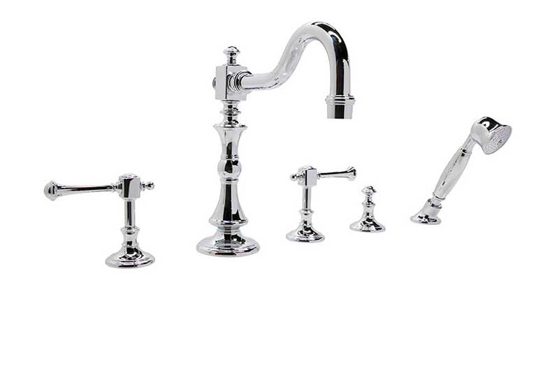 Anzzi Kitt Series 3-Handle Roman Bathtub Faucet with Shower Wand in Polished Chrome