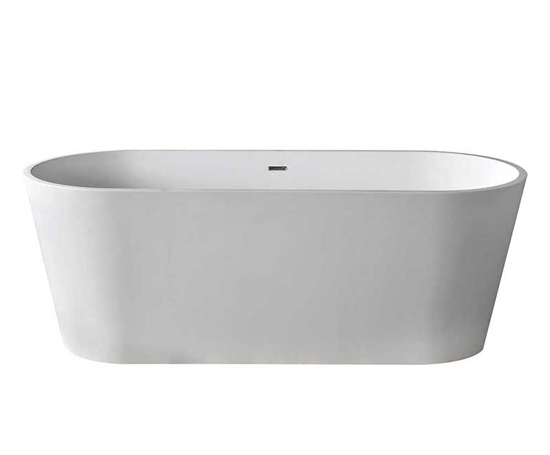 Anzzi Rossetto 5.6 ft. Man-Made Stone Freestanding Non-Whirlpool Bathtub in Matte White and Kase Series Faucet in Chrome 4