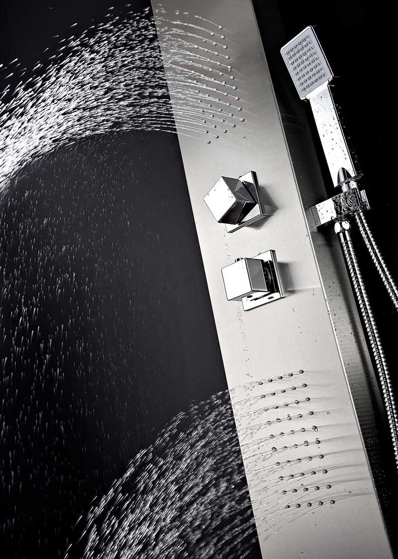 Anzzi EXPANSE Series 64 in. Full Body Shower Panel System with Heavy Rain Shower and Spray Wand in Brushed Steel 8