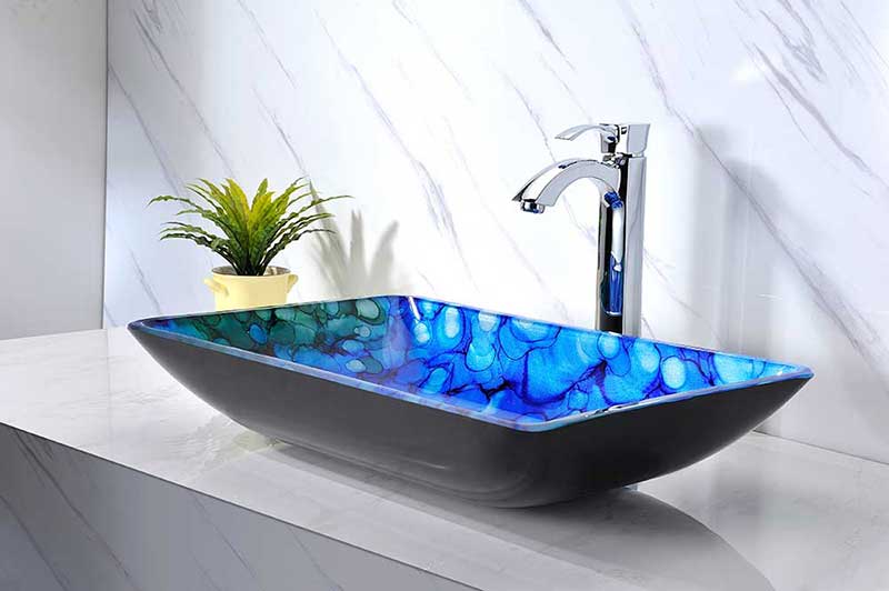 Anzzi Voce Series Deco-Glass Vessel Sink in Lustrous Blue 2