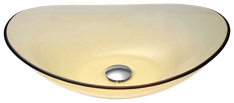 Anzzi Mesto Series Deco-Glass Vessel Sink in Lustrous Translucent Gold with Fann Faucet in Polished Chrome 2