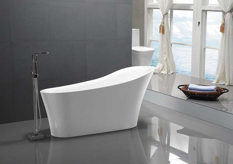Anzzi Maple Series 5.58 ft. Freestanding Bathtub in White FT-AZ092 2