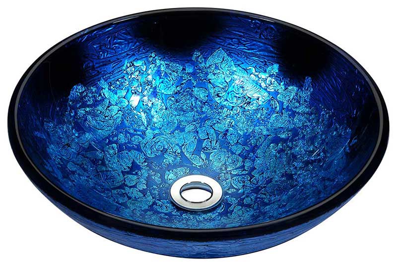 Anzzi Stellar Series Deco-Glass Vessel Sink in Blue Blaze