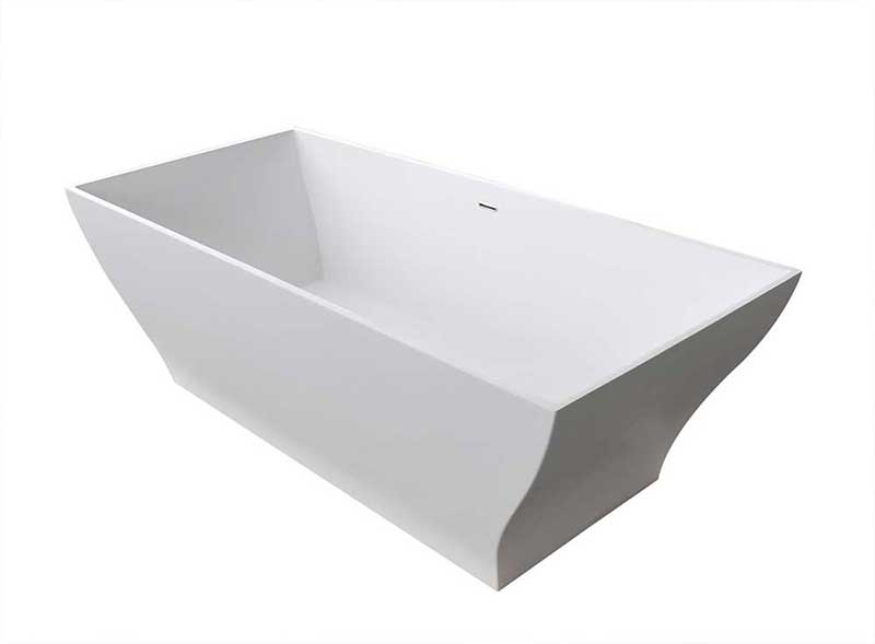 Anzzi Crema 5.9 ft. Man-Made Stone Freestanding Non-Whirlpool Bathtub in Matte White and Kros Series Faucet in Chrome 2