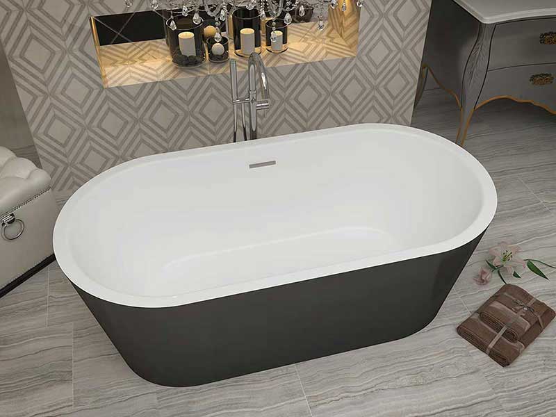 Anzzi Dualita 63 in. One Piece Acrylic Freestanding Bathtub in Glossy Black and White 2
