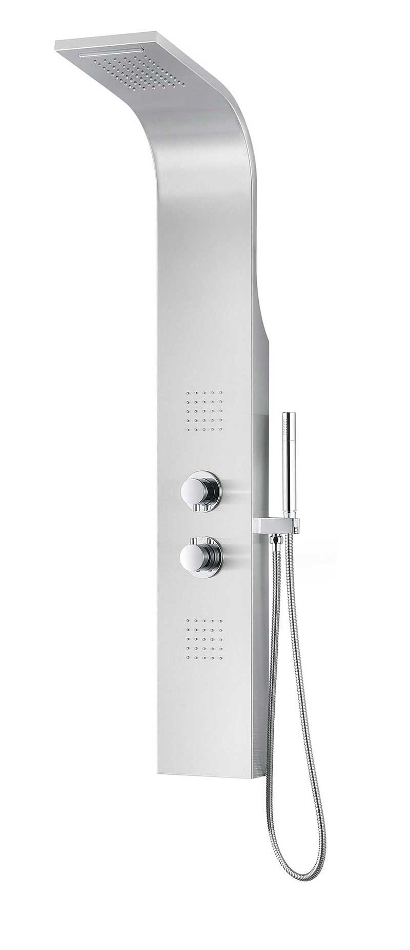 Anzzi ANCHORAGE Series 60 in. Full Body Shower Panel System with Heavy Rain Shower and Spray Wand in Brushed Steel