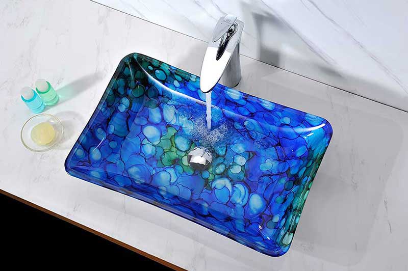 Anzzi Voce Series Deco-Glass Vessel Sink in Lustrous Blue 5