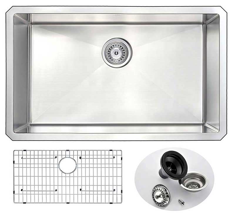 Anzzi VANGUARD Undermount Stainless Steel 30 in. Single Bowl Kitchen Sink and Faucet Set with Harbour Faucet in Brushed Nickel 9