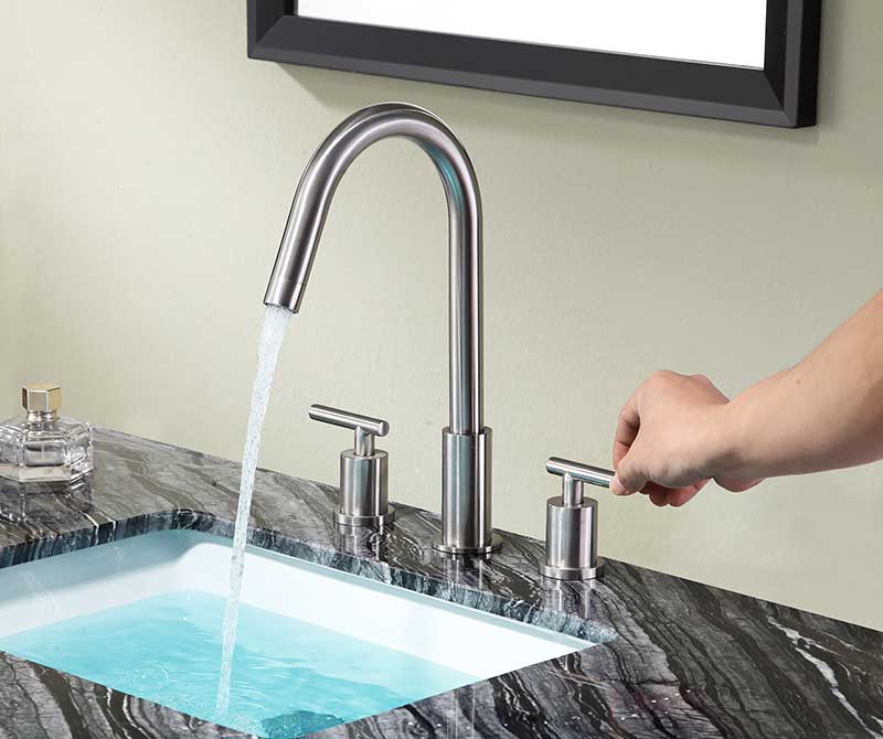 Anzzi Spartan 8 in. Widespread 2-Handle Bathroom Faucet in Brushed Nickel L-AZ191BN 4