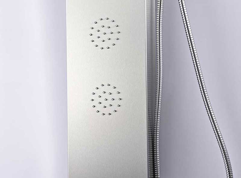 Anzzi PRAIRE Series 64 in. Full Body Shower Panel System with Heavy Rain Shower and Spray Wand in Brushed Steel 2