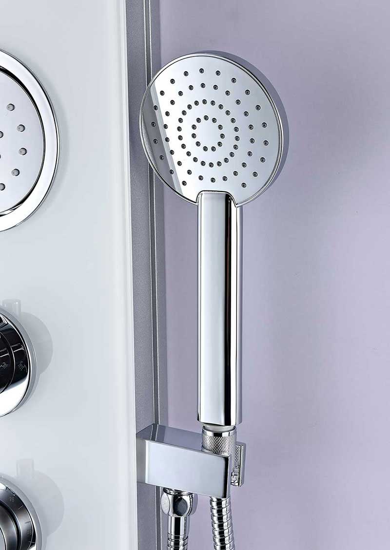 Anzzi PLAINS Series 56 in. Full Body Shower Panel System with Heavy Rain Shower and Spray Wand in White 4