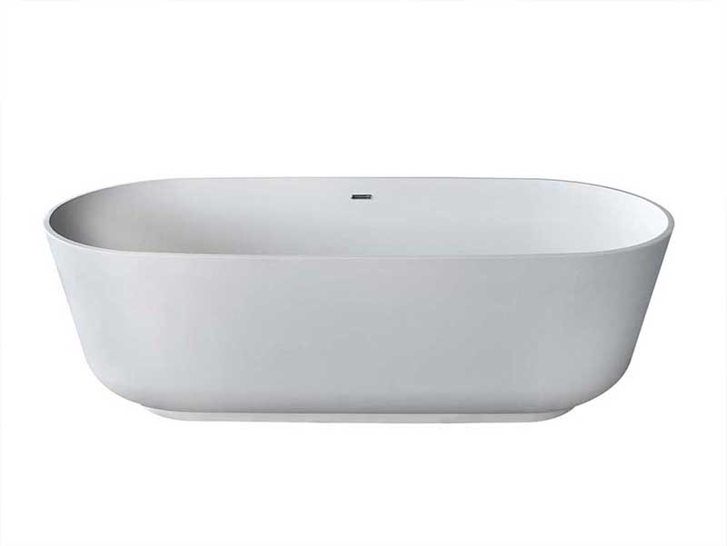 Anzzi Sabbia 5.9 ft. Man-Made Stone Freestanding Non-Whirlpool Bathtub in Matte White and Dawn Series Faucet in Chrome 4
