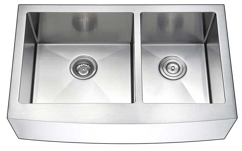 Anzzi ELYSIAN Farmhouse Stainless Steel 36 in. Double Bowl Kitchen Sink and Faucet Set with Sails Faucet in Polished Chrome 13