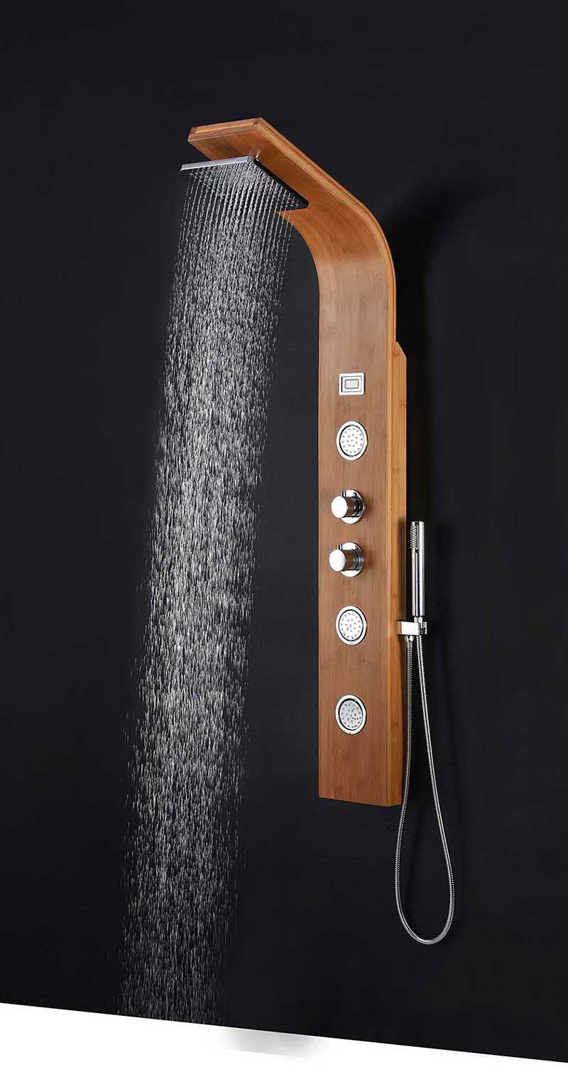 Anzzi CRANE Series 60 in. Full Body Shower Panel System with Heavy Rain Shower and Spray Wand in Natural Bamboo 6
