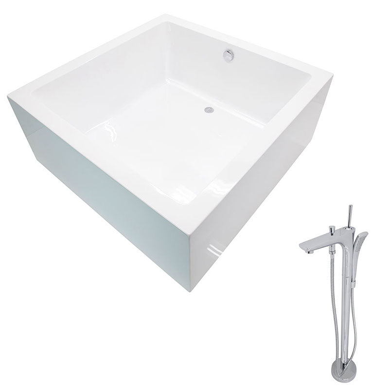 Anzzi Apollo 4.6 ft. Acrylic Freestanding Non-Whirlpool Bathtub in White and Kase Series Faucet in Chrome