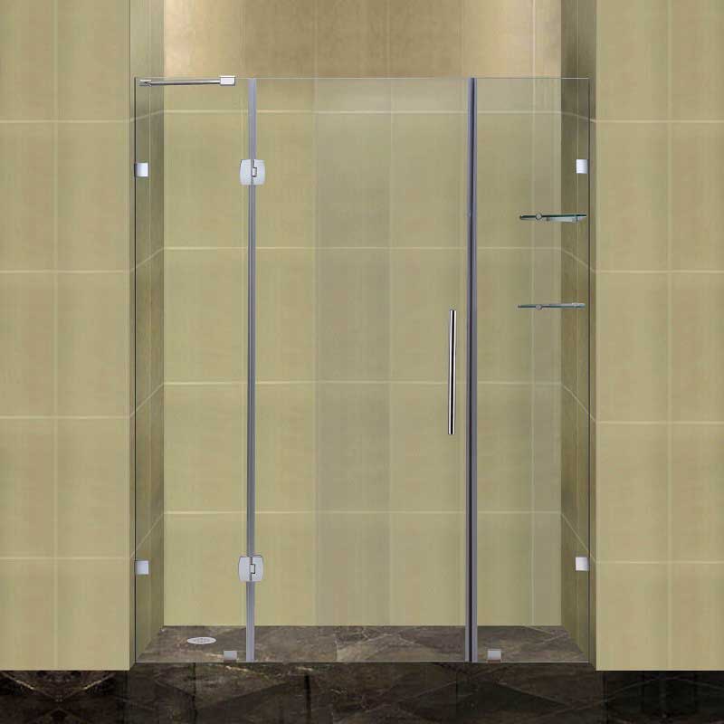 Aston Completely Frameless Hinged Shower Door with Glass Shelves