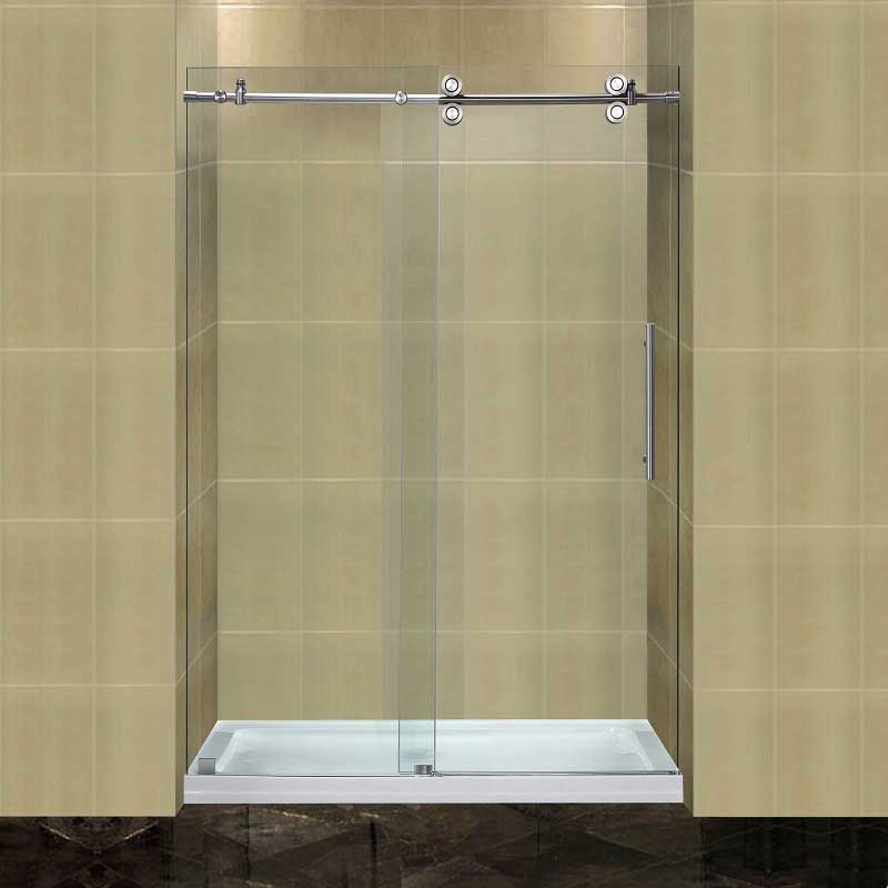 Aston Completely Frameless 48" W x 77.5" H x 36" D Sliding Shower Door with Low-Profile Base