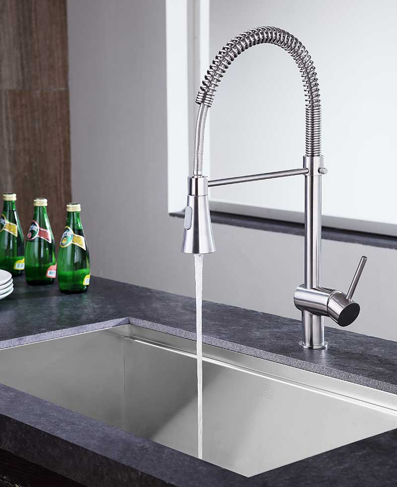 Anzzi Carriage Single Handle Standard Kitchen Faucet in Brushed Nickel KF-AZ211BN 11