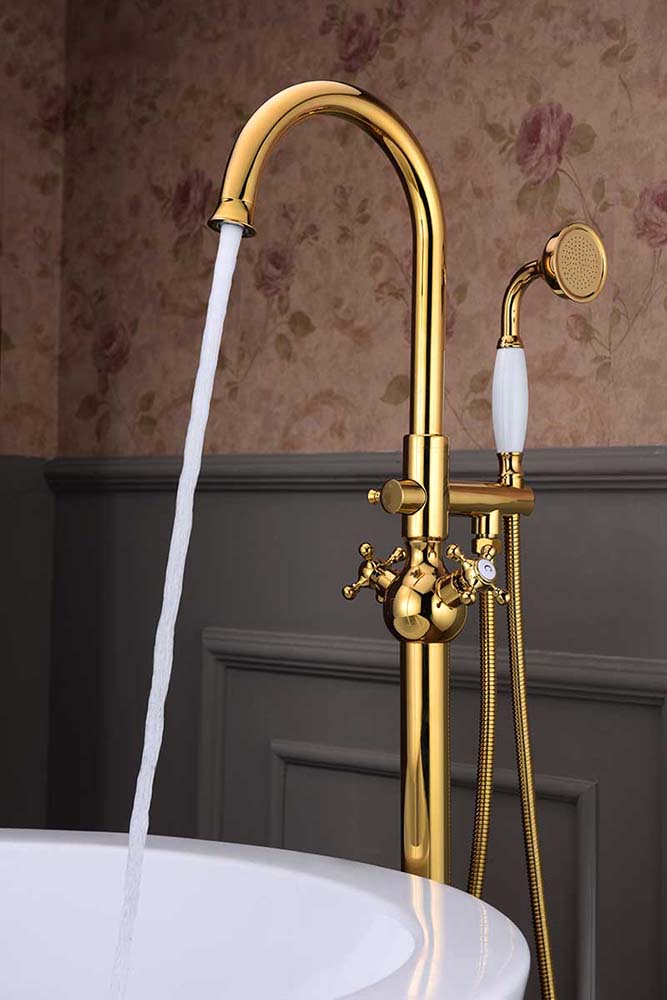 Anzzi Bridal 3-Handle Claw Foot Tub Faucet with Hand Shower in Gold FS-AZ0061RG 5