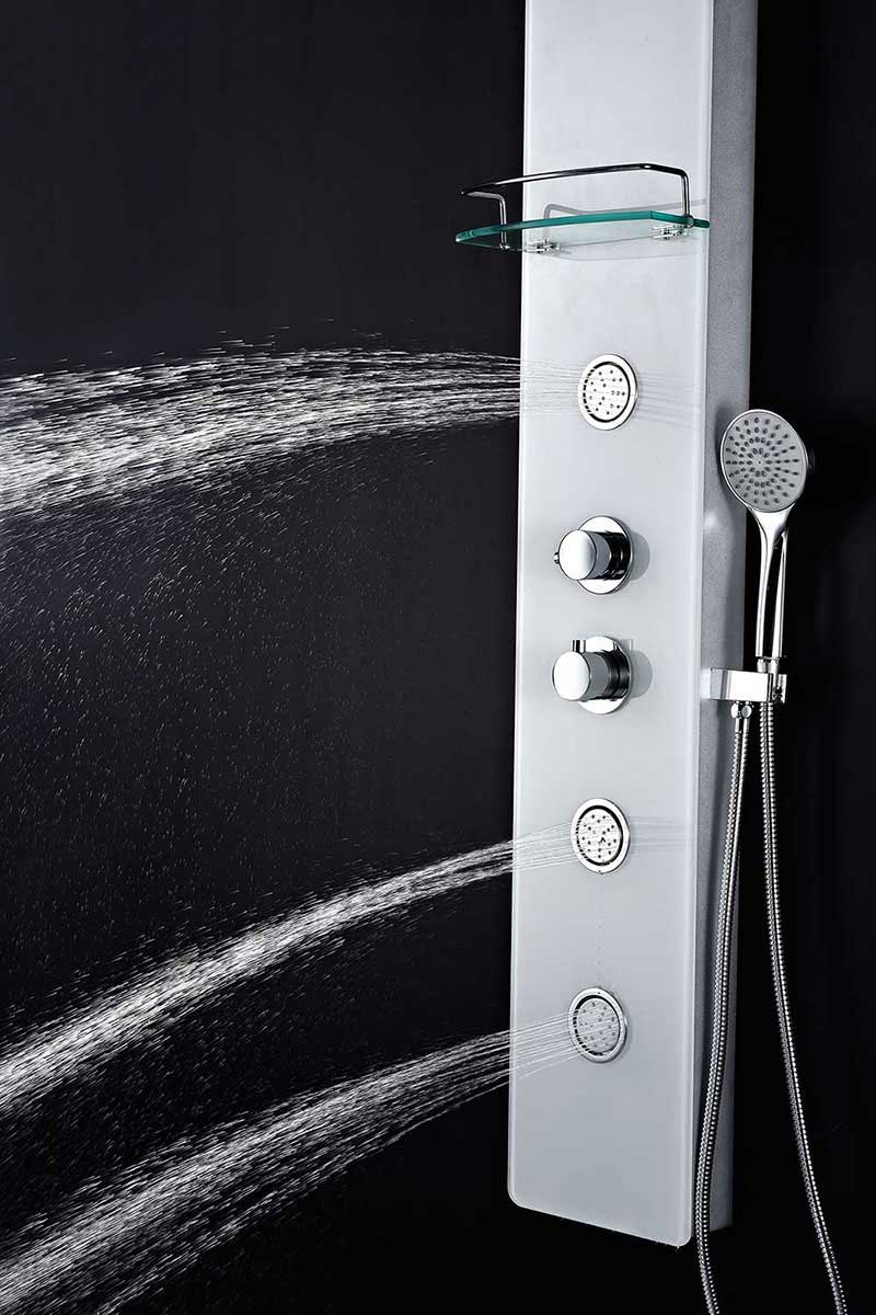 Anzzi SAVANNAH Series 60 in. Full Body Shower Panel System with Heavy Rain Shower and Spray Wand in White 10