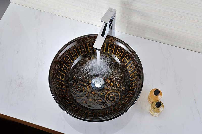 Anzzi Opus Series Deco-Glass Vessel Sink in Lustrous Brown 2