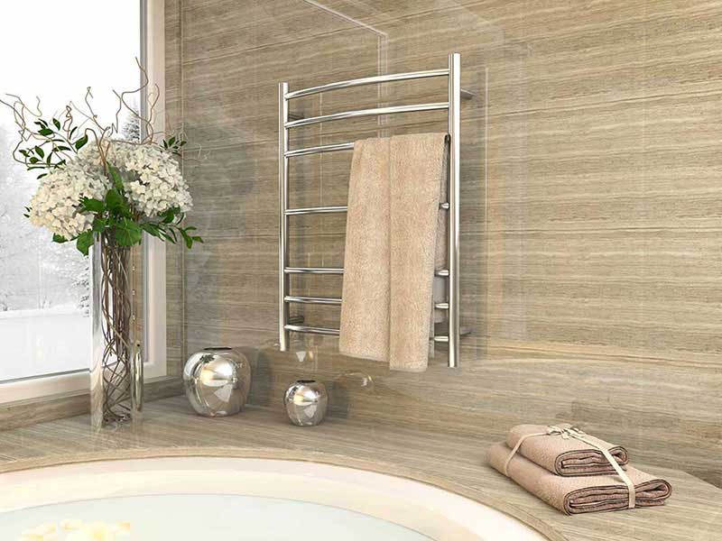 Anzzi Gown 7-Bar Stainless Steel Wall Mounted Electric Towel Warmer Rack in Polished Chrome 2