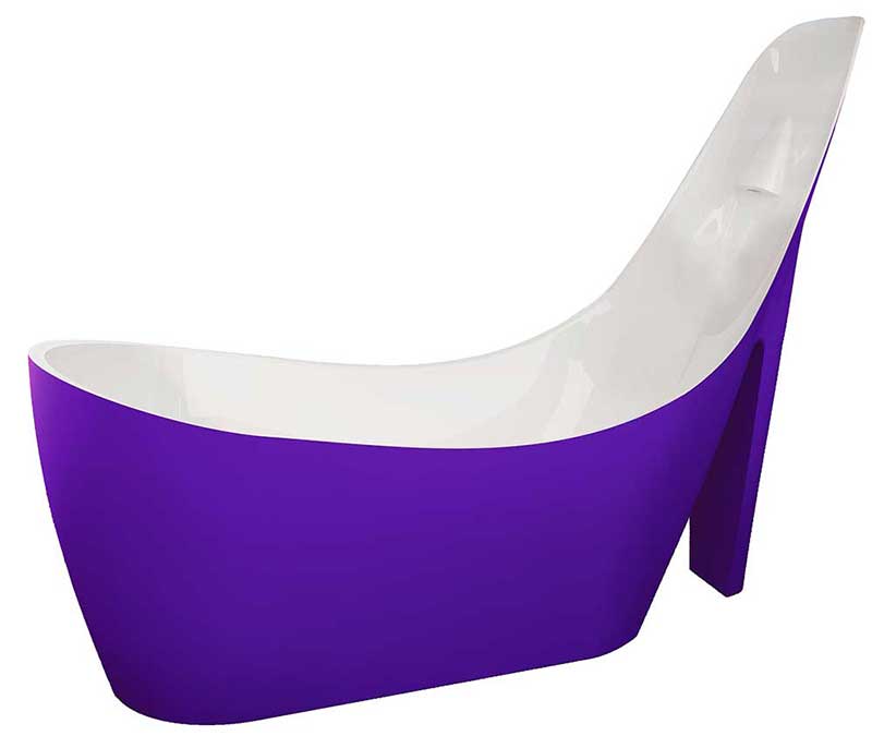 Anzzi Gala 80 in. One Piece Acrylic Freestanding Bathtub in Glossy Violet and White 