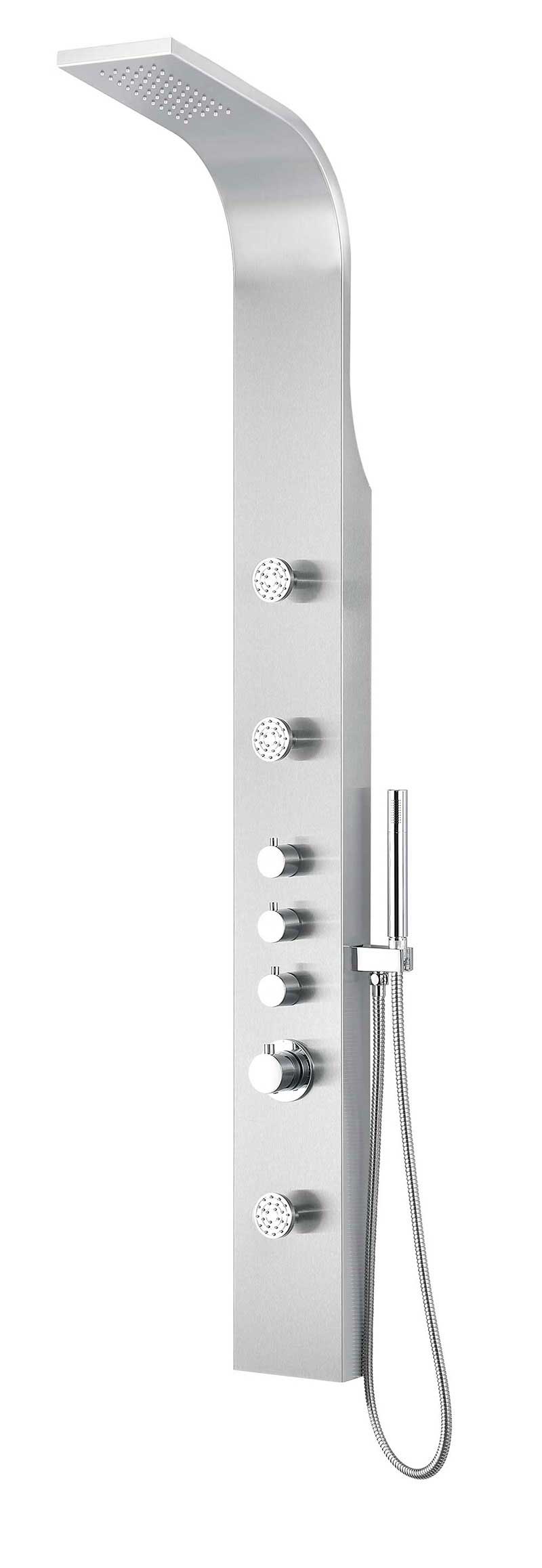 Anzzi STARLET Series 64 in. Full Body Shower Panel System with Heavy Rain Shower and Spray Wand in Brushed Steel