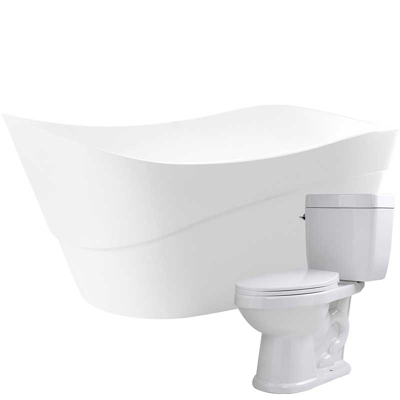 Anzzi Kahl 67 in. Acrylic Flatbottom Non-Whirlpool Bathtub with Talos 2-piece 1.6 GPF Single Flush Toilet FTAZ094-T065