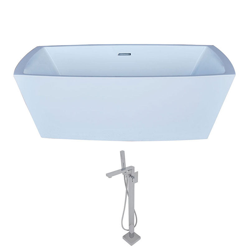 Anzzi Arthur 5.6 ft. Acrylic Freestanding Non-Whirlpool Bathtub in White and Dawn Series Faucet in Chrome