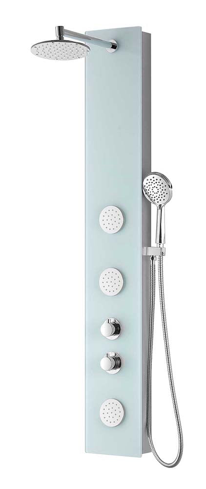 Anzzi Titan Series 60 in. Full Body Shower Panel System with Heavy Rain Shower and Spray Wand in White SP-AZ8096