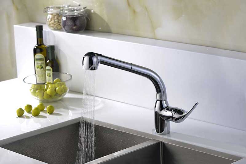 Anzzi Harbour Pull Out Single Handle Kitchen Faucet in Polished Chrome 7