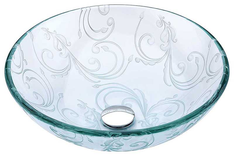 Anzzi Vieno Series Deco-Glass Vessel Sink in Crystal Clear Floral with Crown Faucet in Chrome 2