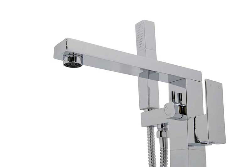 Anzzi Apollo 4.6 ft. Acrylic Freestanding Non-Whirlpool Bathtub in White and Dawn Series Faucet in Chrome 7