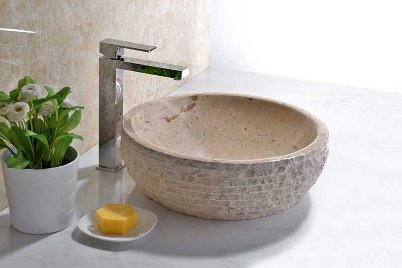 Anzzi Desert Basin Vessel Sink in Classic Cream Marble 3