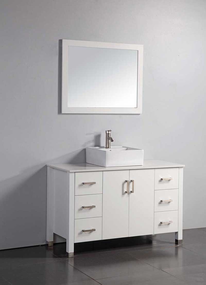 Legion Furniture 48" Solid Wood Sink Vanity With Mirror And Faucet White