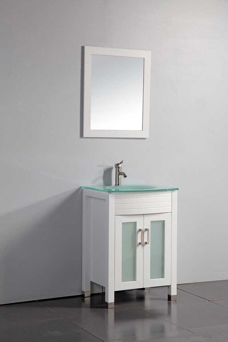 Legion Furniture 24" Solid Wood Sink Vanity With Mirror And Faucet White