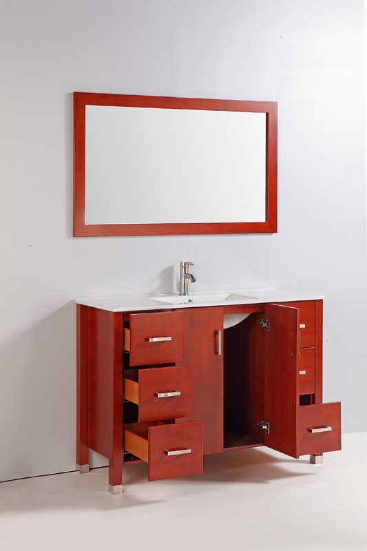 Legion Furniture 48" Solid Wood Sink Vanity With Mirror And Faucet Cherry 3