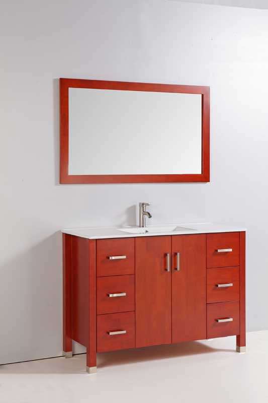 Legion Furniture 48" Solid Wood Sink Vanity With Mirror And Faucet Cherry