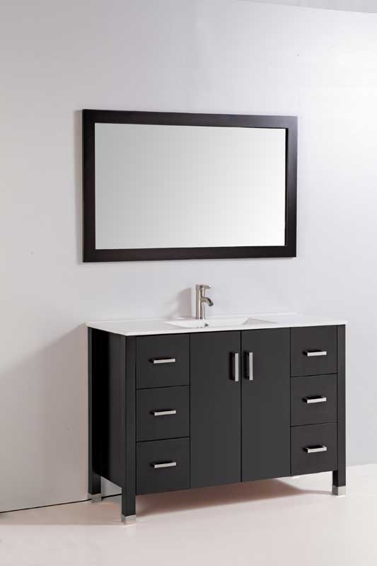 Legion Furniture 48" Solid Wood Sink Vanity With Mirror And Faucet Espresso