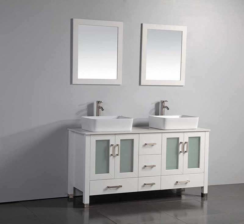 Legion Furniture 59" Solid Wood Sink Vanity With Mirror And Faucet White