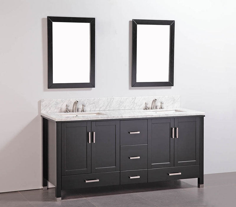 Legion Furniture 72" Solid Wood Sink Vanity With Mirror-No Faucet Espresso