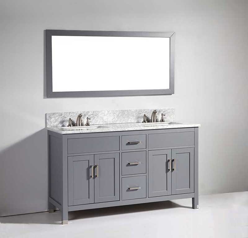 Legion Furniture 60" Solid Wood Double Sink Vanity with Mirror-No Faucet 